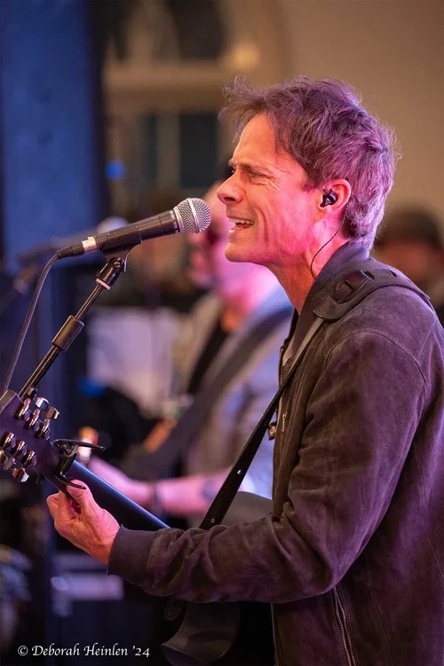 Corporate event entertainment photography by Deborah Heinlen Photography, Cincinnati — country music artist Bryan White performing live on stage with guitar